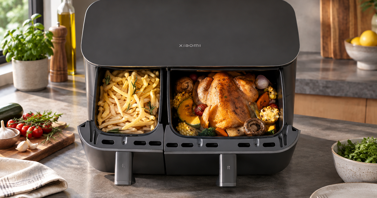 La Xiaomi Dual Zone Air Fryer 10L permite preparar hasta tres platos con dos zonas de cocción