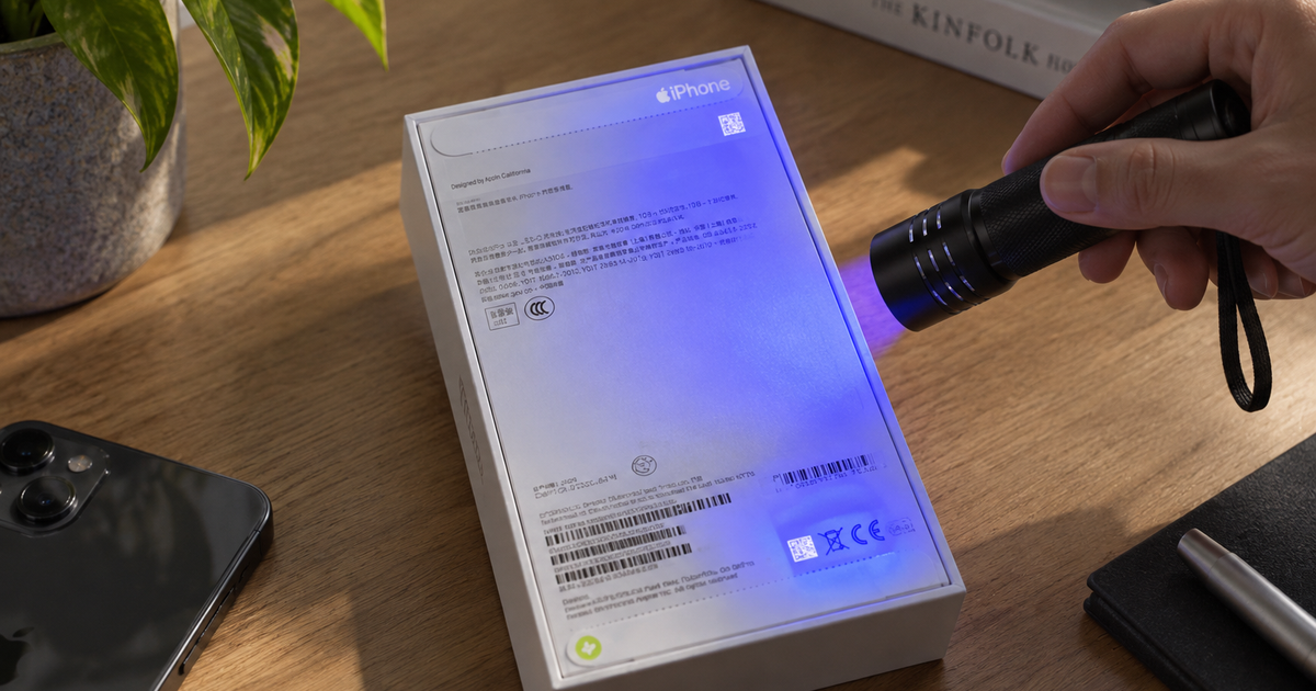 Las cajas del iPhone ocultan marcas de seguridad que solo se ven con luz ultravioleta